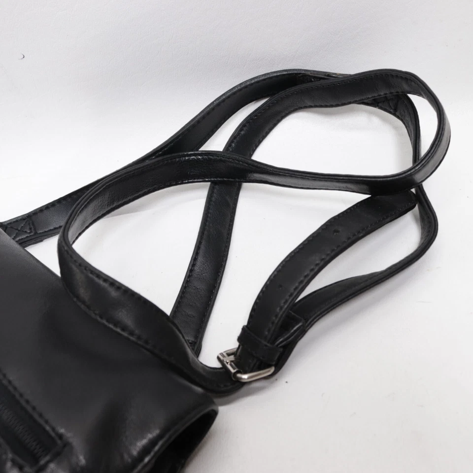 Nine West Crossbody Messenger Handbag M Black Leather Organizer Purse Bag - Image 4 of 4