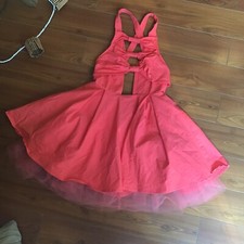 Nastygal pink crinoline mini dress bow accents open back size small