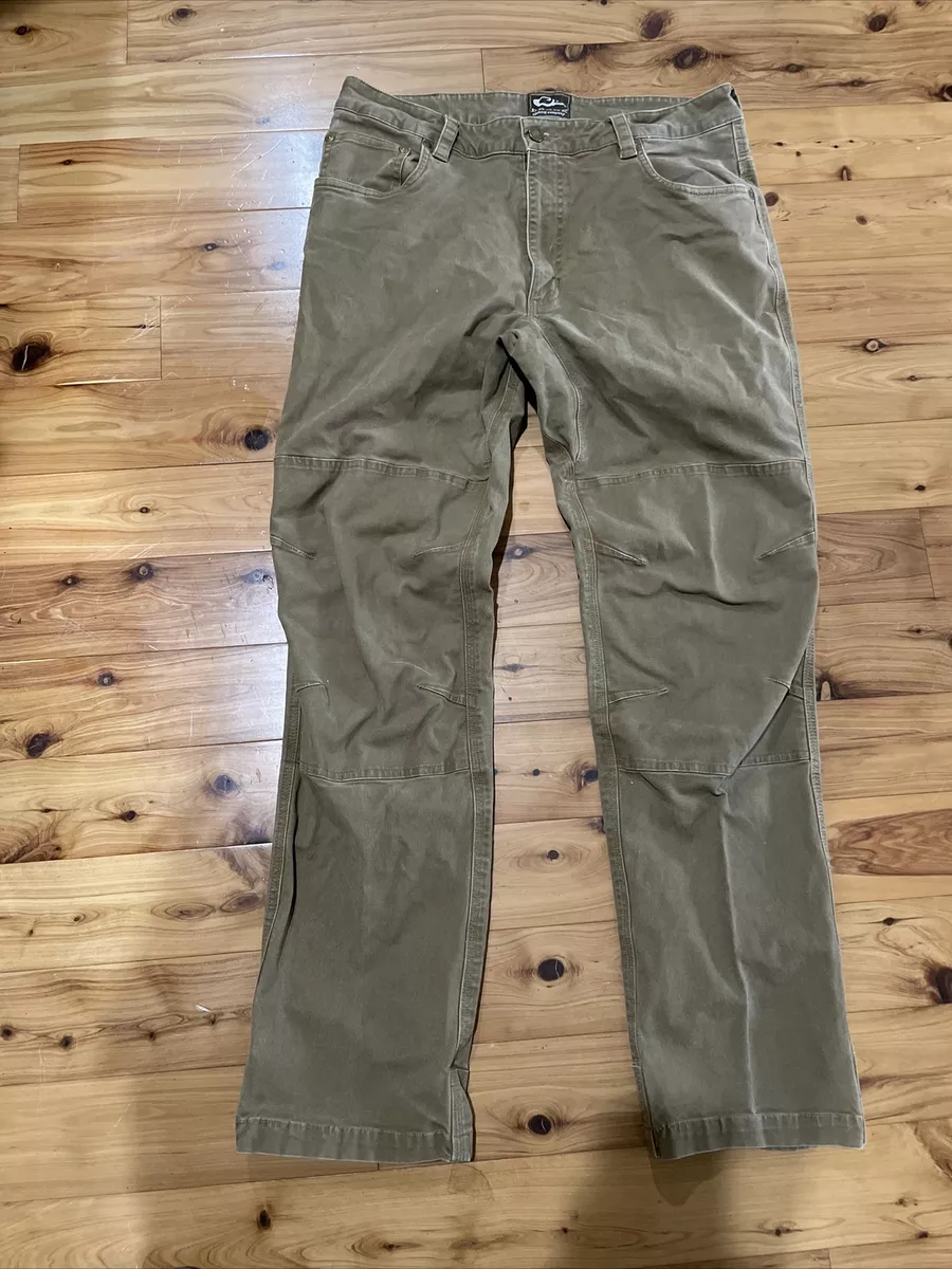 DRAKE Brown Cotton Canvas Jeans Pants Mens 34 X 30 Slim Straight Double Knee