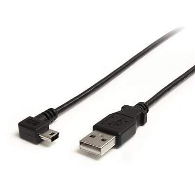 1pc STARTECH.COM USB2HABM3RA 3 ft. (0.9 m) Right Angle USB to Mini USB Cable -