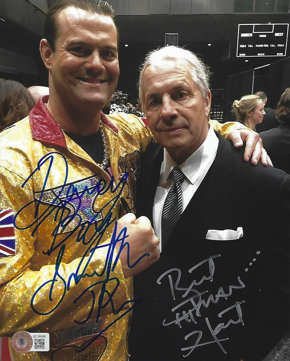 Bret Hart & Davey Boy Smith Jr Signed 8x10 Photo BAS COA WWE DH