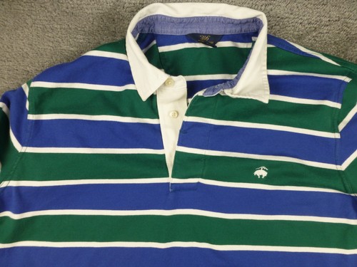 Brooks Brothers Rugby Polo Shirt Mens XL Blue Green Striped Long Sleeve Preppy - Picture 3 of 8