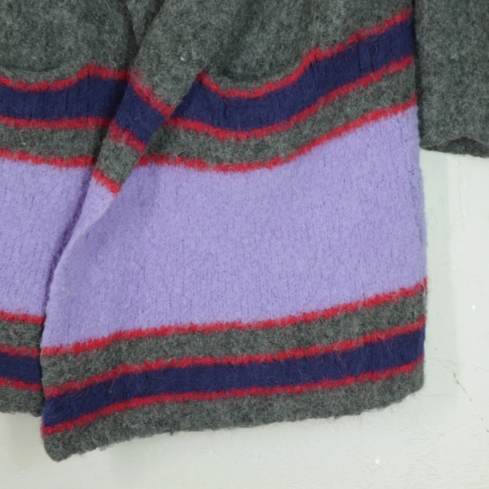 Cárdigan Suéter Anthropologie Harare Hoguera S Alpaca Púrpura Gris Bolsillos Abiertos Foto 3 de 4