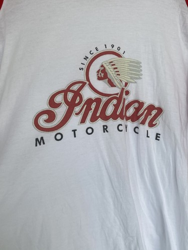 indian Motorcycle Woman’s XXL White Baseball Shirt with Red 3/4 Sleeves
