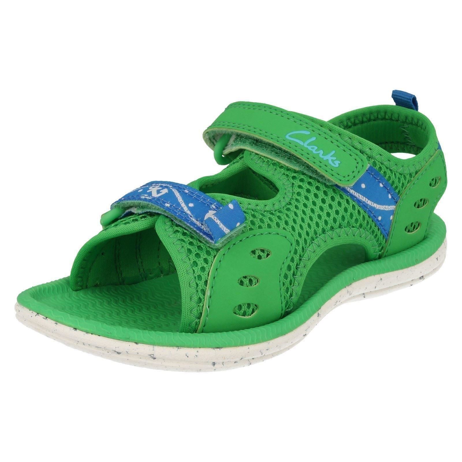 Boys Clarks Piranha Boy Navy, Grey Or Green Washable Doodles Sandals | eBay