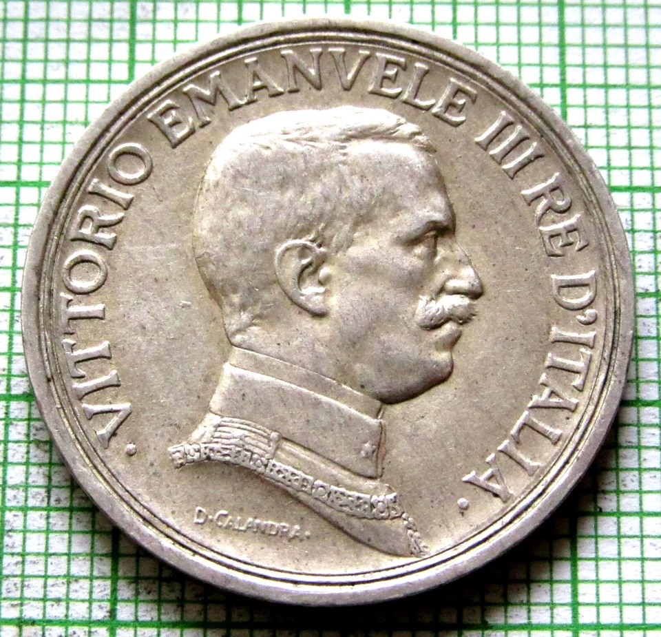 ITALY VITTORIO EMANUELE III 1914 R 2 LIRE, QUADRIGA, 0.835 SILVER High GRADE - Image 2 of 4