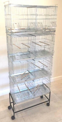 MCAGE LARGE 4-Tier No Rust Zinc Bird Flight Small Birds Breeder Cages W/Rolling Stand
