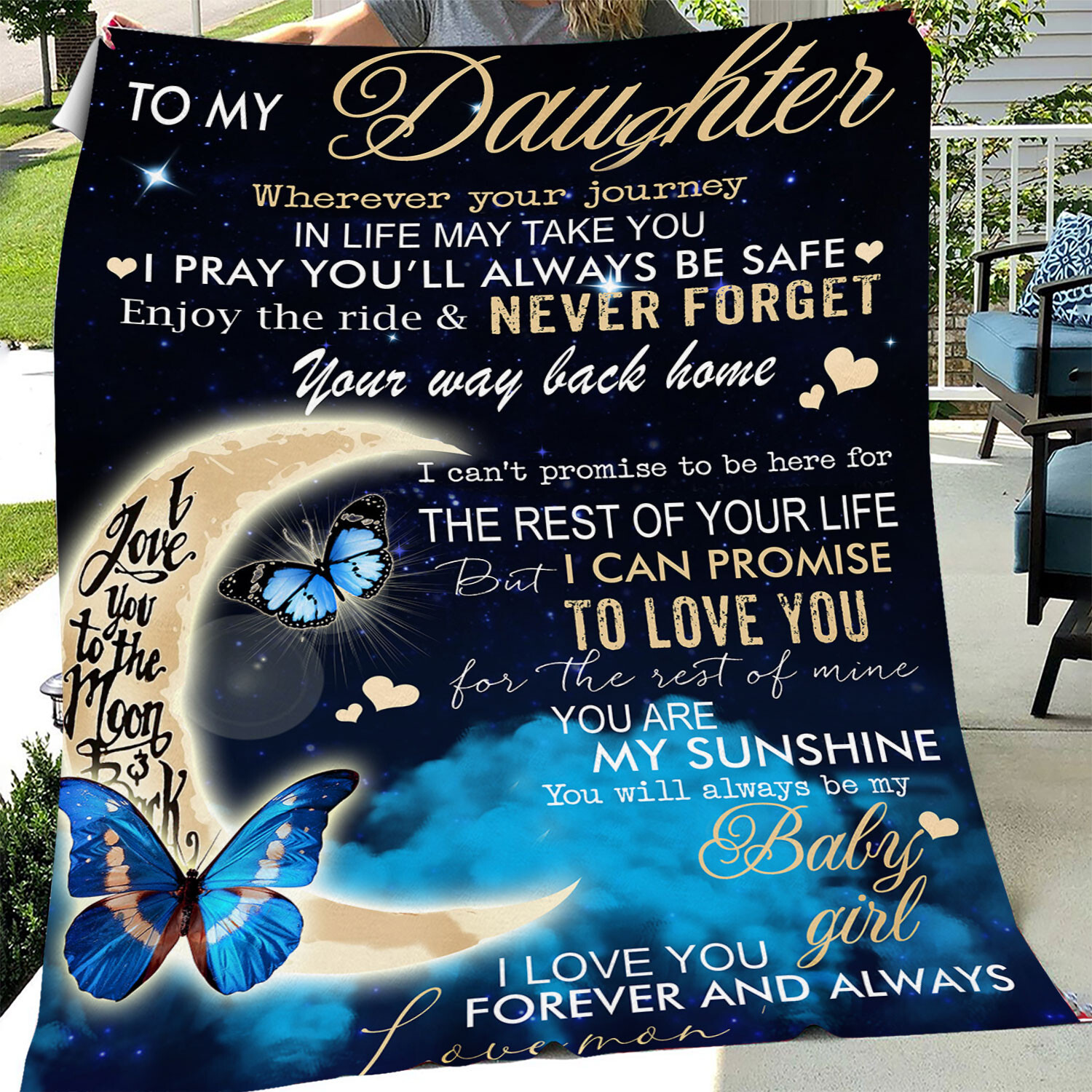 Wolf Blanket for Daughter, Hard to Find Words Fleece Birthday Gift Blanket