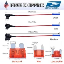 3 Sets Standard Mini Low Profile Blade Fuse Piggyback Add A Circuit Fuse Tap