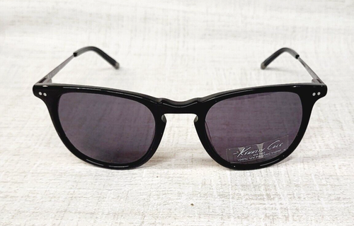 KENNETH COLE Women's Round Sunglasses Black Frame Polarized Lens + POUCH NEW!!