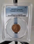 1866 1c Indian Head Penny PCGS UNC Amazing Color