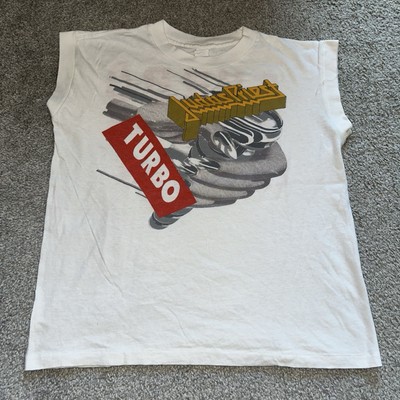 Vintage 80s 1986 Judas Priest Turbo Fuel For Life Tour Sleeveless Tshirt Sz L
