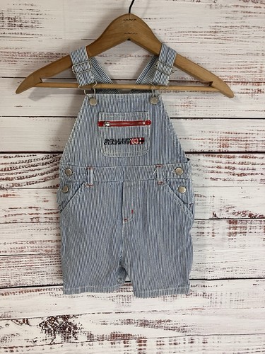 Vintage Original Bugle Boy Classic Overalls Shortalls Stripe Railroad 18 months - Picture 2 of 10