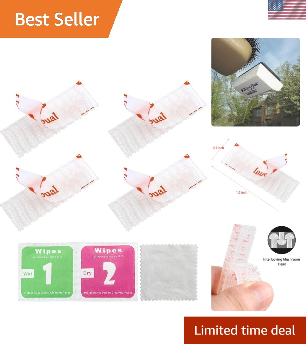 EZ Pass Toll Tag Mounting Kit - 4 Dual Lock Adhesive Strips, Easy Installation