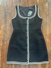 J. Crew Women's Tweed Wool Black Ivory Covered Buttons Career Dress 8 NWT
