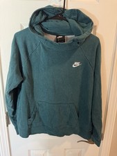 Nike Sportswear Essential Funnel Neck Hoodie Green Fleece Pullover Size Medium M