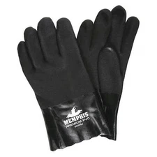 Mcr Safety 6200Sj Chemical Resistant Gloves, Pvc, 10 In L, 59 Mil, Black, L, 1