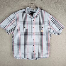 Carhartt Shirt Mens XL Multi Plaid Loose Fit Short Sleeve Button-Down 105175