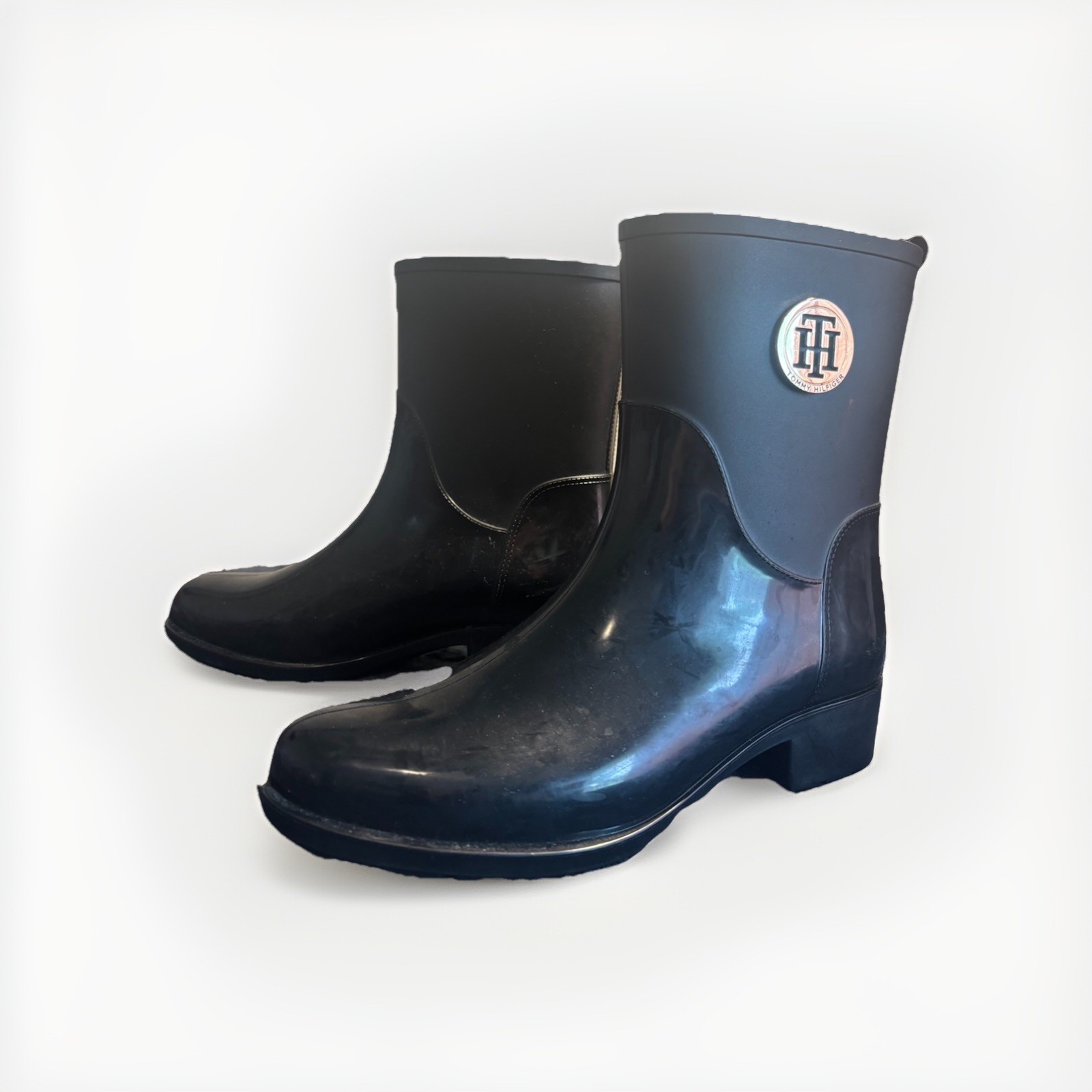 Tommy Hilfiger Classic Black Rain Boots for Women Size 7M Waterproof Comfort
