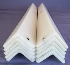 UHMW White 90°   Angle, 1/4" Wall Thickness x 2" Arm Width x 24" Pre-Drilled 