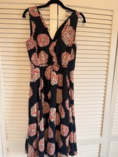 Ann Taylor Floral Cotton Dress Size 2 Women's Pleated Fit Flare OrangeSleeveless