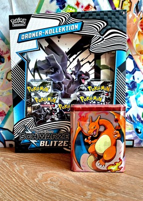 SCHWARZE BLITZE|ORDNER KOLLEKTION|&GLURAK-FEUER STAPEL TIN 2022|OVP&SEALED|DE