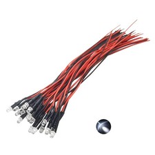 20pcs 12 Volt 3mm Pre Wired White Blinking LED Lights Emitting Diodes 1.5Hz S...