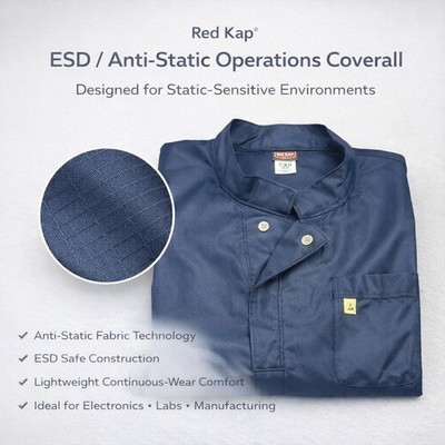 Red Kap Men's ESD/Anti-Stat Operations Coverall