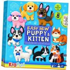 Sewing Kit for Kids Ages 6 8 Dolls Sew 8 dog cat stuffed Puppy Kitten