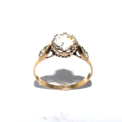 ladies 9ct gold dress rings Ladies 9ct yellow gold dress ring set with diamonds and a sapphire, UK size L