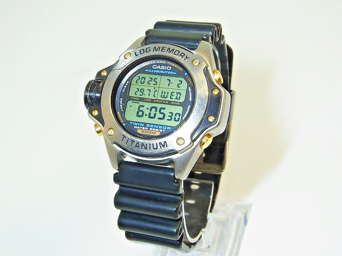 CASIO 腕時計 LOG MEMORY DEP-700 Working Casio DEP-700 Twin Sensor Log Memory Temp Diver Dive