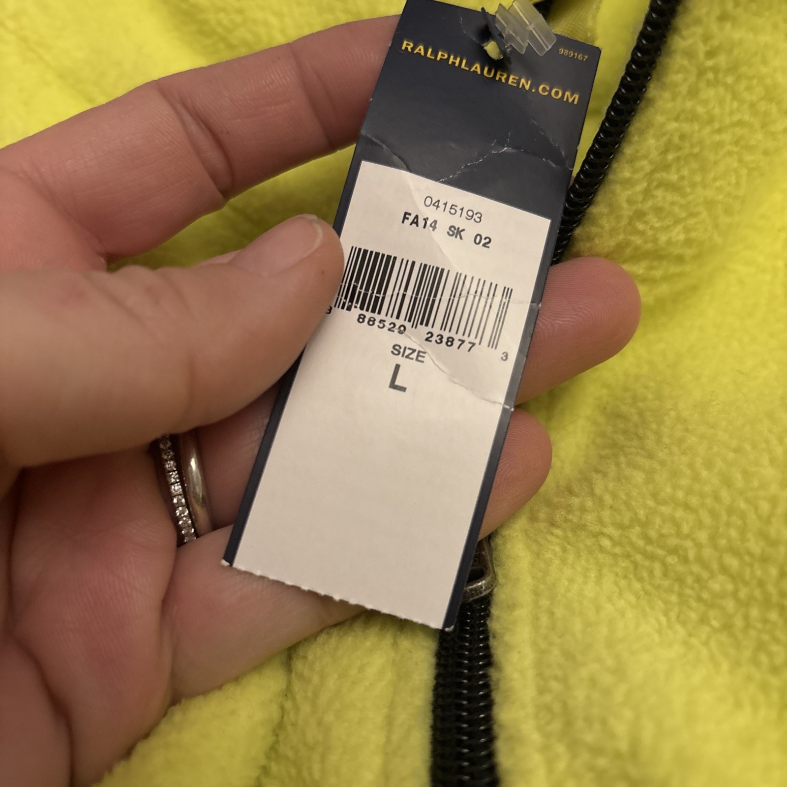 Polo Ralph Lauren Fleece Mockneck Pullover-NEON YELLOW-Large NWT  thumbnail 3