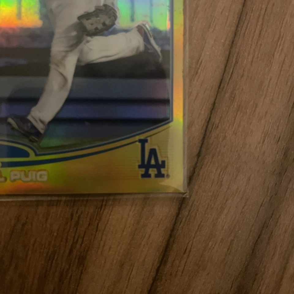 2013 Topps Chrome Yasiel Puig #138 Gold Refractor (RC) Rainbow Foil, 127/250 - Image 4 of 4