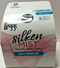 Leggs Silken Mist Silky Sheer Leg Control Top Pantyhose Sz B 1 Pair Soft Brown