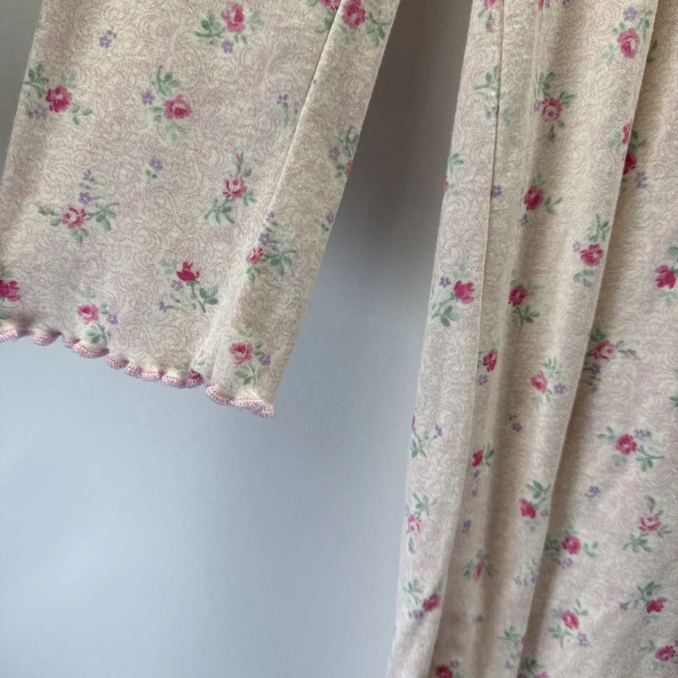 Camisón Karen Neuburger Encore S Rosa Verde Suave Mezcla Algodón Manga Larga Foto 3 de 4