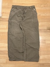 Carhartt Men's Carpenter Work Pants Brown Cotton Utility Pockets 34x32