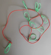 Vintage Nylon Paracord Fish Stringer Green Plastic Clips Both Ends 50”