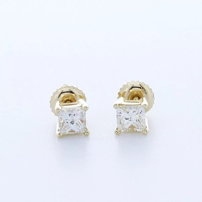 Massive 14K Gold Ohrstecker klassisch 1,51 Karat Princess natürlicher Diamant F VS2