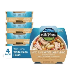 WILD PLANET Ready-To-Eat Wild Tuna White Bean Salad 5.6 OZ - Pack of 4 Cans/Case