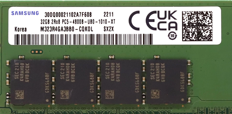 Samsung 32GB 2Rx8 PC5-4800B-UB0-1010-XT Non-ECC Memory M323R4GA3BB0-CQK0L Tested - Image 2 of 2