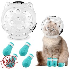 Cat Muzzle Grooming Mask, Transparent, Breathable, Size S, Anti Bite