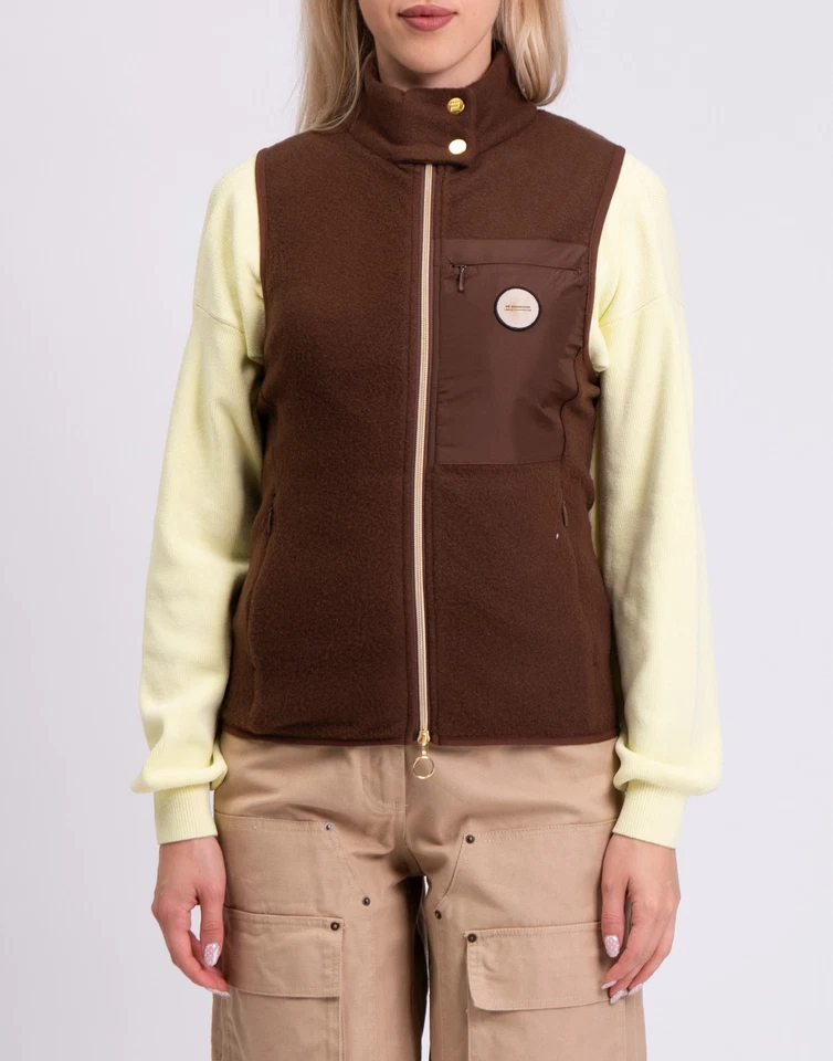 RRP €220 WE NORWEGIANS Fleece Gilet Size S Merino Wool Blend Full Zip High Neck - Image 3 of 4