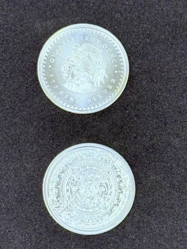 Aztec Mayan Calendar Cuauhtemoc Rare Collectible .279  Oz  x (2) .999 Fine Silve