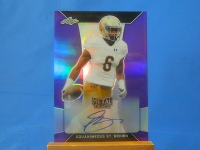 Equanimeous St Brown Leaf Metal Draft 2018 Autograph Auto Purple /25 RC Rookie