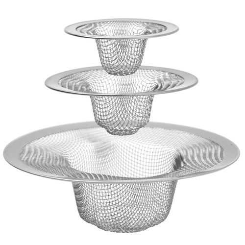 Paquete de 4 coladores de drenaje fregadero de cocina de acero inoxidable y drenaje de pantalla de malla - Imagen 4 de 10