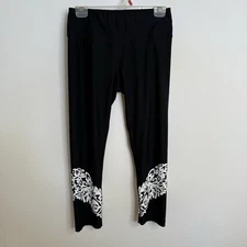 90 Degree By Reflex Woman’s Black Leggings With White Designsize M