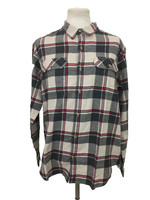 Columbia Men's Shirt Size L Grey Red Mix Checked Long Sleeves Pocket Button New