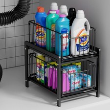 2-Tier Pull Out Cabinet Organizer, Slide Out Under Sink Organizer  Metal Cab...