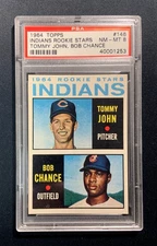 PSA 8 1964 Topps Tommy John Rookie Card #146 Indians Stars Bob Chance RC NM-MT