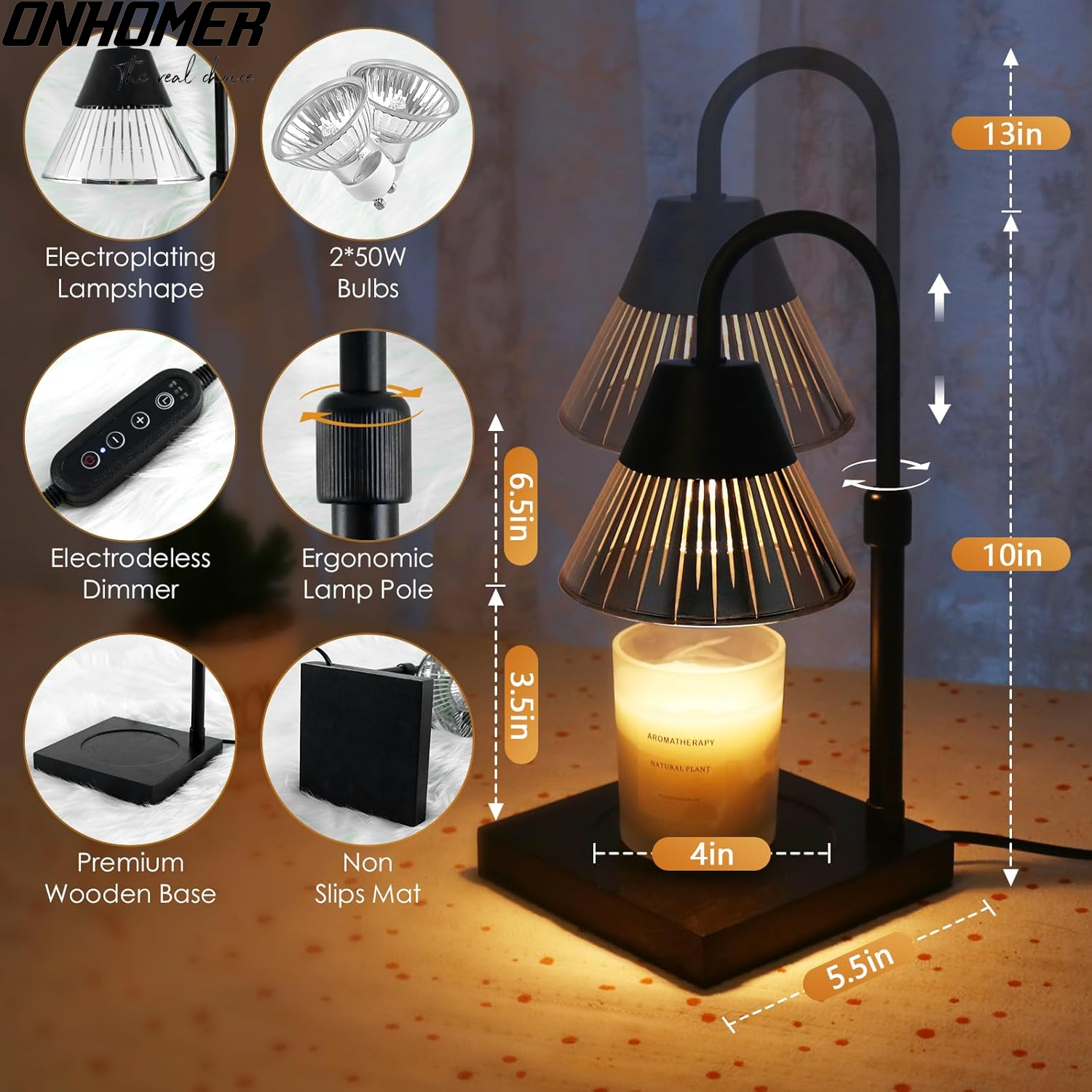 Candle Warmer Lamp with Timer and Dimmer - Gift with 2 Bulbs for Home and Loved Ones-image